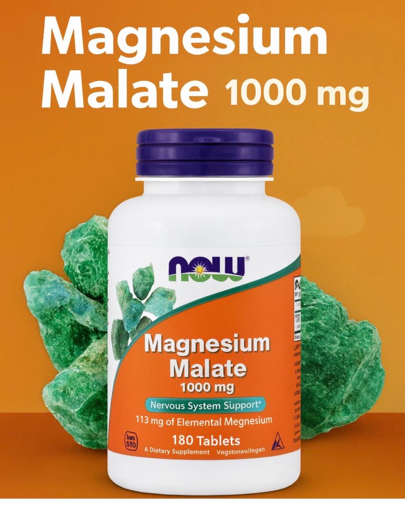 مالات المغنيسيوم NOW Foods 1000 mg - 180 قرص