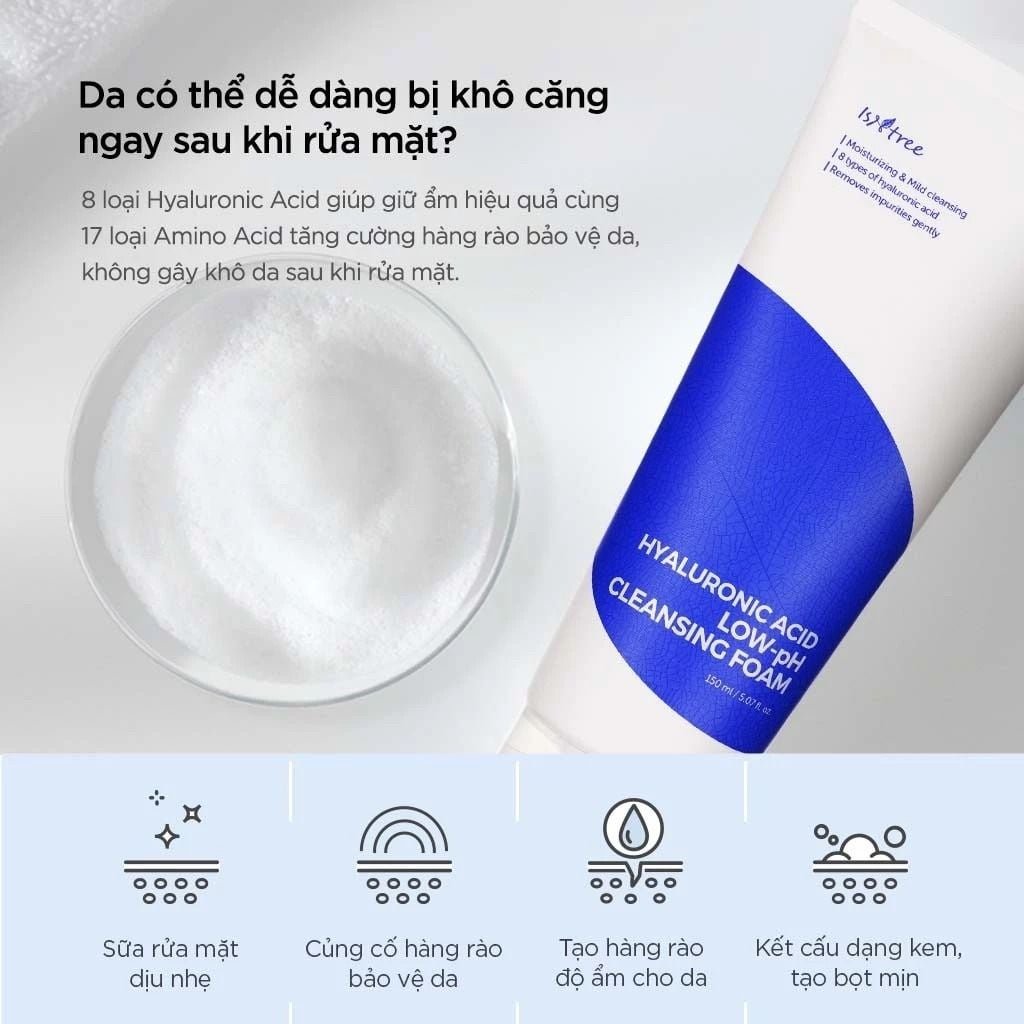 غسول Isntree Hyaluronic Acid Low-pH Cleansing Foam بحمض الهيالورونيك 150 مل - الصورة 6
