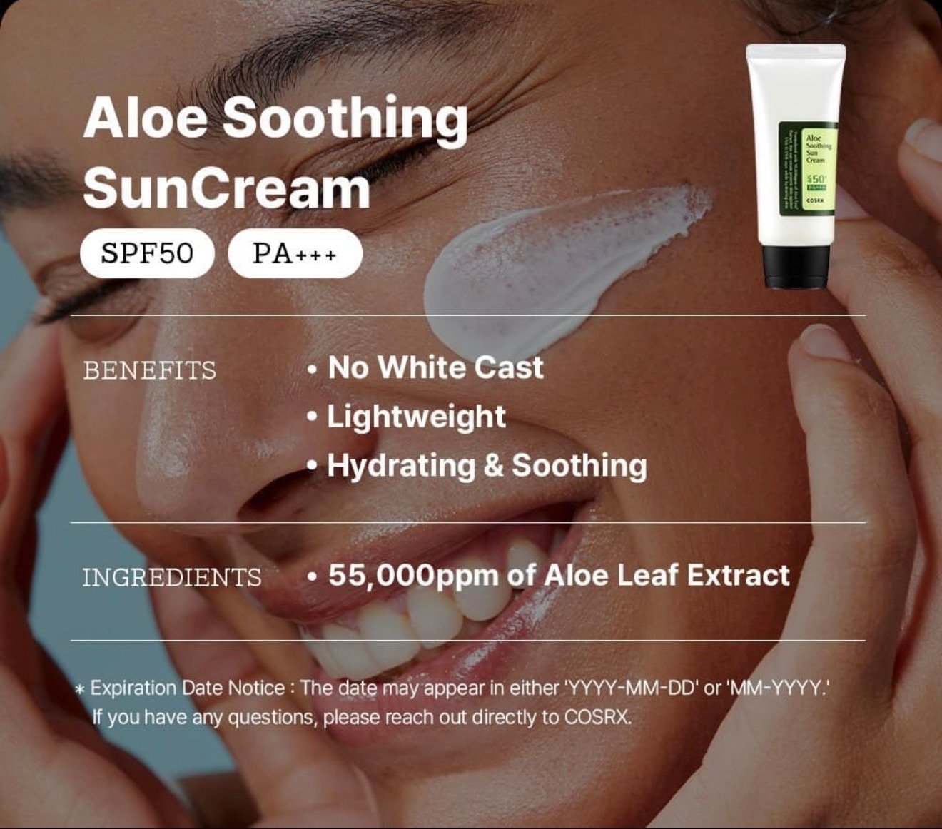 COSRX Aloe Soothing Sun Cream SPF50+ PA+++ 50ml | واقي شمس بالألوفيرا - الصورة 7