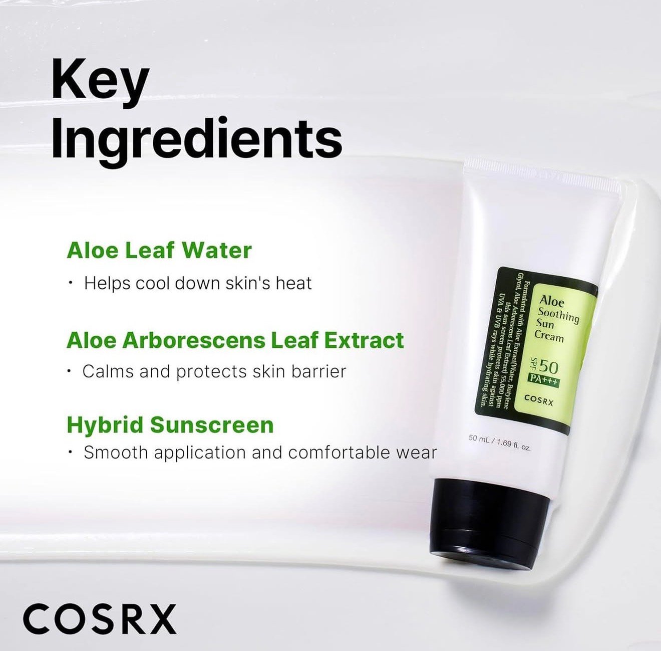 COSRX Aloe Soothing Sun Cream SPF50+ PA+++ 50ml | واقي شمس بالألوفيرا - الصورة 6